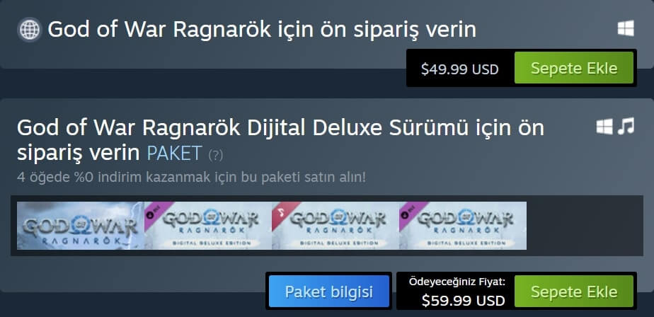 god of war ragnarok pc steam fiyat