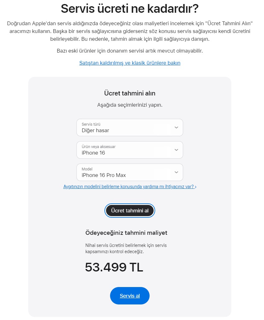 iPhone 16 tamir fiyatları