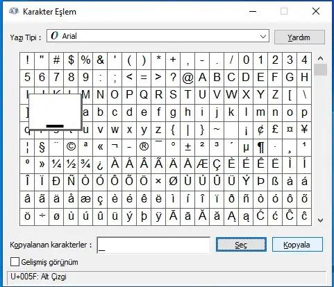 karakter eslem alt tire