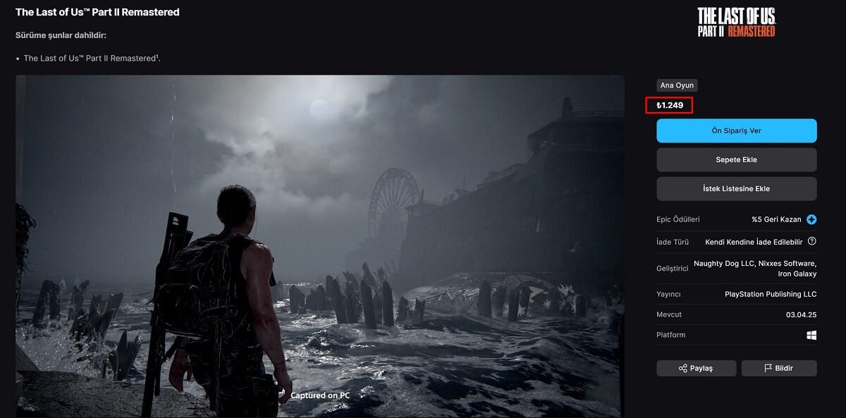 the last of us part 2 remastered epic