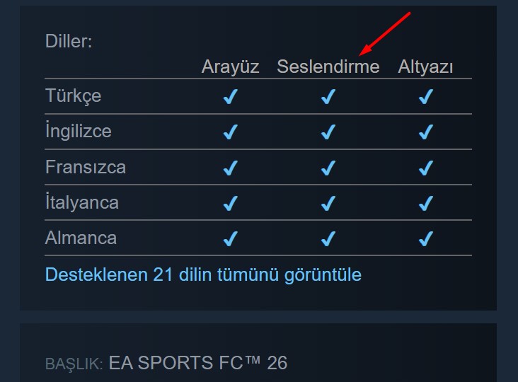 EA FC 26 Türkçe Spiker