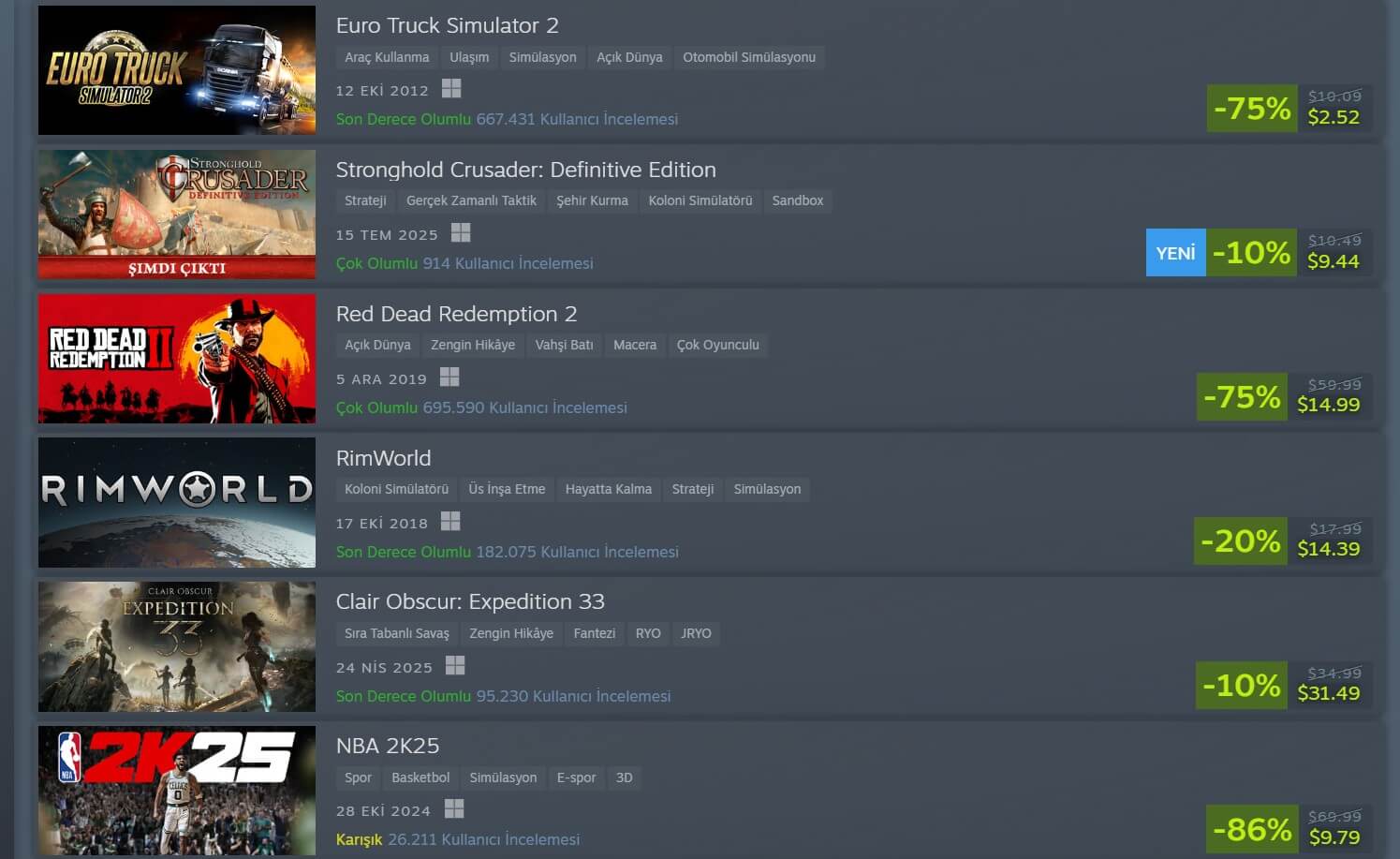 Steam hafta boyu indirimleri 1