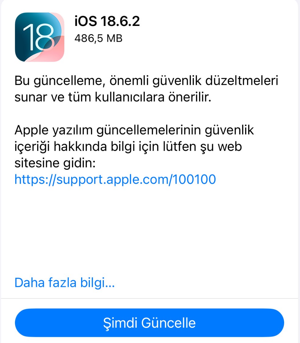 iOS 18.6.2 sürümü