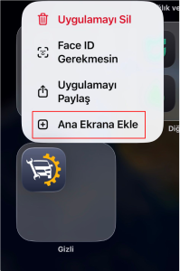 ana ekrana ekle