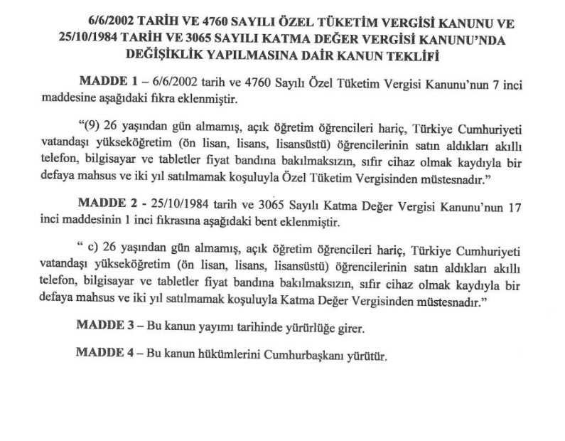 ÖTV ve KDV muafiyeti